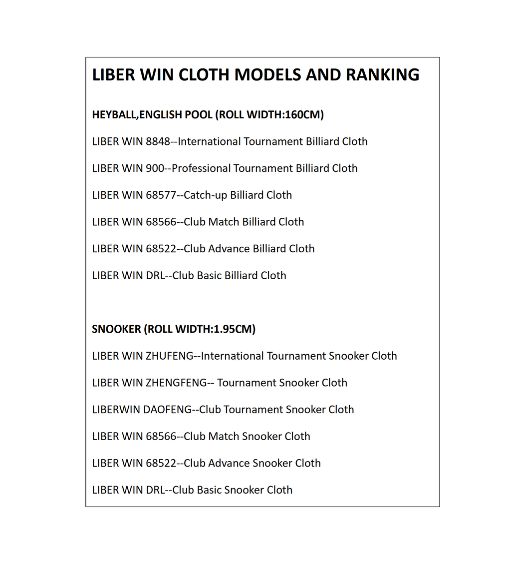 LIBERWIN 68566 SNOOKER CLOTH